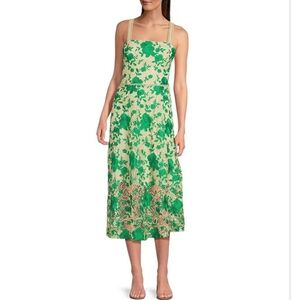 Alex Marie Sandra Square Neck Crochet Lace Midi A-Line Dress